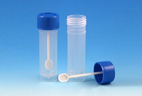 frasco para análisis de heces para parásitos